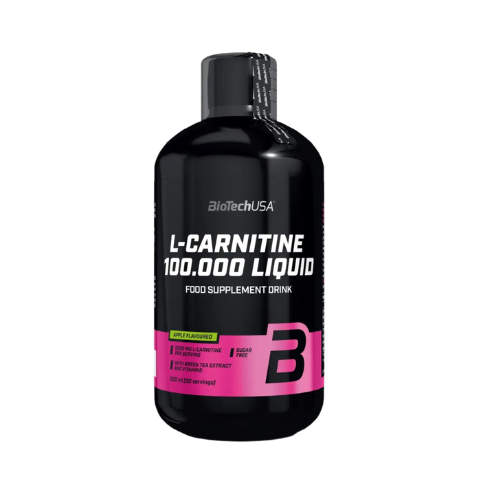 BioTech USA L-Carnitine 100,000 Apple 500ml â High-Dose Liquid Formula | 2000mg Per Serving