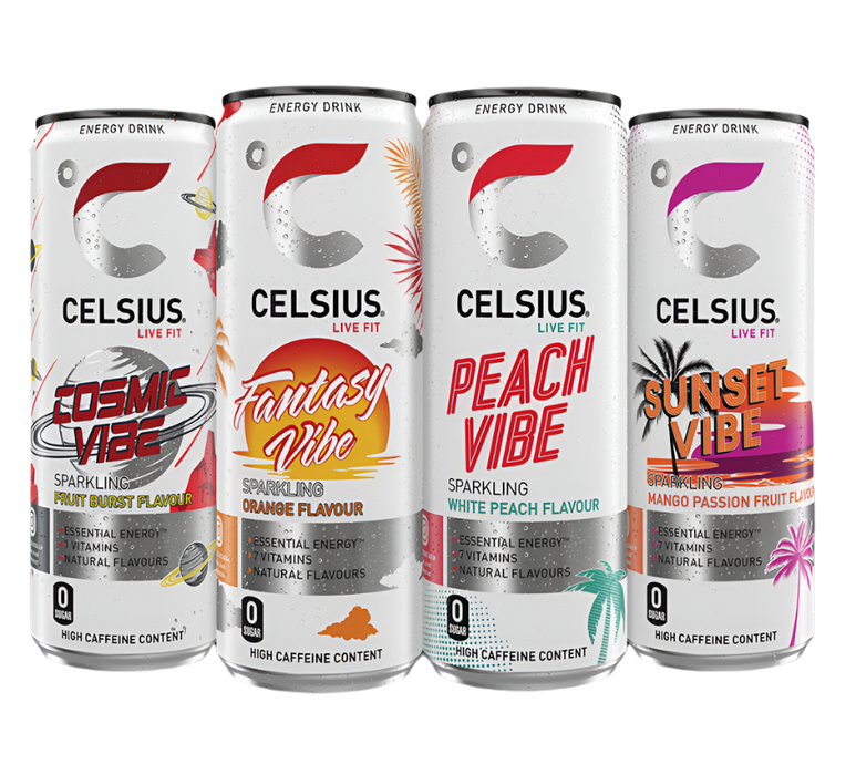 CELSIUS Fantasy Vibe Energy Drink 12x355ml ā Zero Sugar, 200mg Caffeine, Refreshing Citrus Flavor