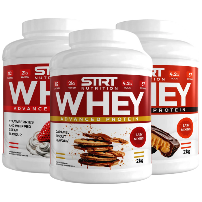 STRT Nutrition Whey Protein 2kg ā 21g Protein, 67 Servings, Multiple Flavours