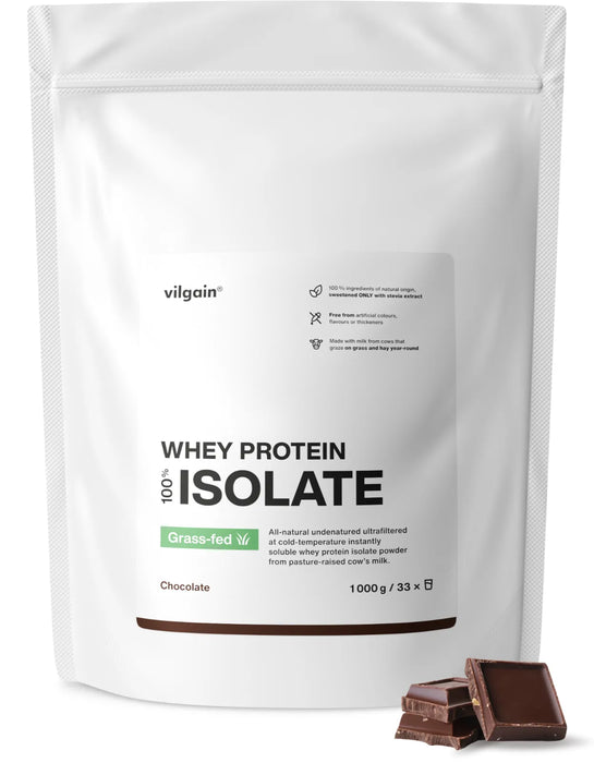 Vilgain Grass-Fed Whey Protein Isolate 1000g â Natural, Fast-Absorbing Protein with BCAAs