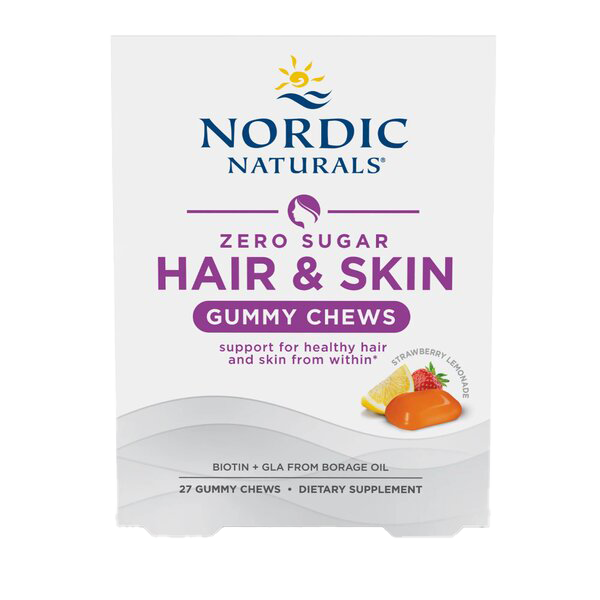 Nordic Naturals Hair & Skin Gummy Chews Strawberry Lemonade 27 gummy chews