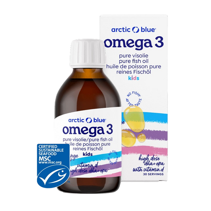 Arctic Blue Pure Fish Oil Kids DHA + EPA with Vitamin D Orange 150 ml.