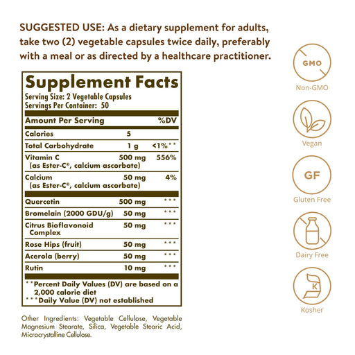Solgar Quercetin Complex With Ester-C Plus Vegetable Capsules 100
