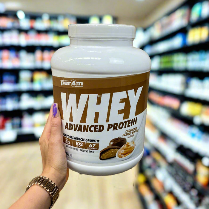 PER4M Whey Protein Powder 2.1kg - 67 Servings | 21g Protein per Serving, Zero Sugar, Gluten-Free
