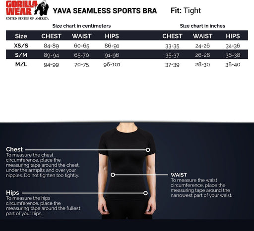 Gorilla Wear Yava Seamless Sports Bra - Black - Medium/Large - Sports Bra at MySupplementShop by Gorilla Wear
