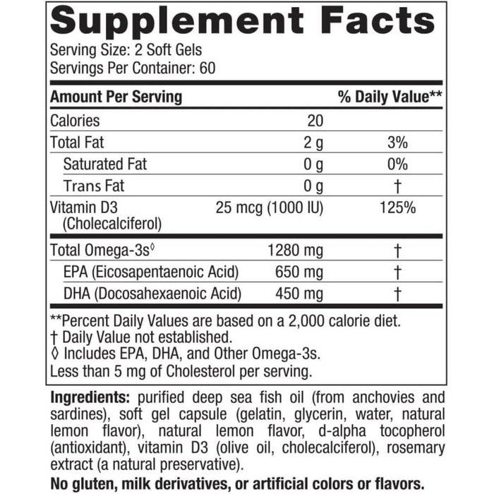 Nordic Naturals Ultimate Omega-D3 1280mg 120 Softgels (Lemon) - Health and Wellbeing at MySupplementShop by Nordic Naturals