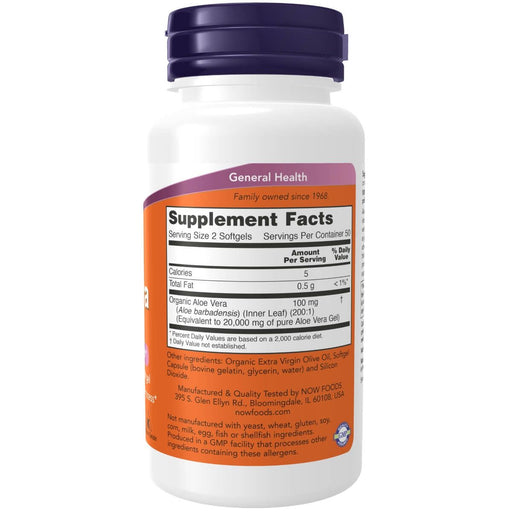 NOW Foods Aloe Vera 10,000 mg 100 Softgels - Health and Wellbeing at MySupplementShop by NOW Foods