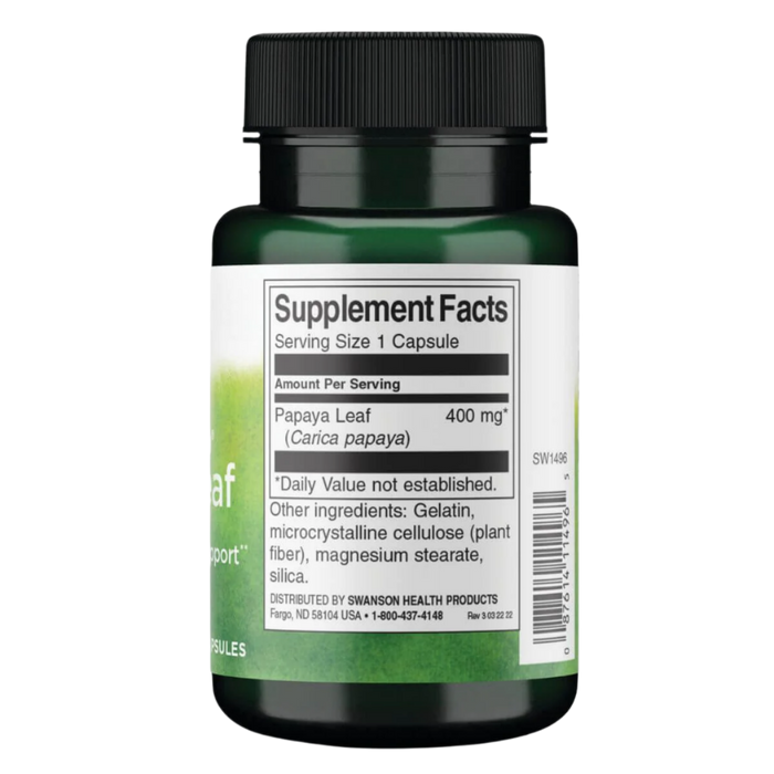 Swanson Vollspektrum-Papayablatt, 400 mg – 60 Kapseln