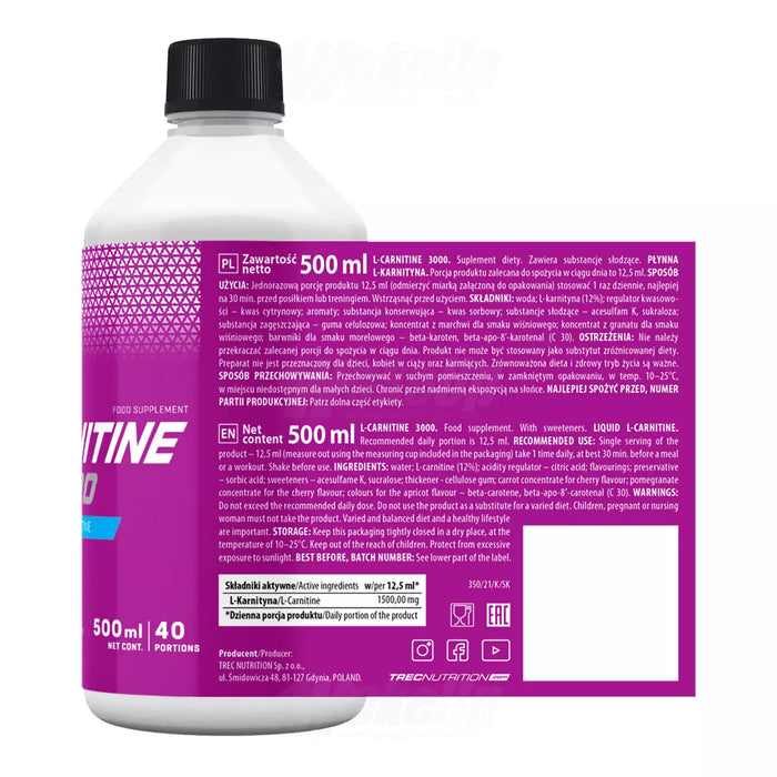 Trec Nutrition L-Carnitin 3000 Liquid, Aprikose - 500 ml.